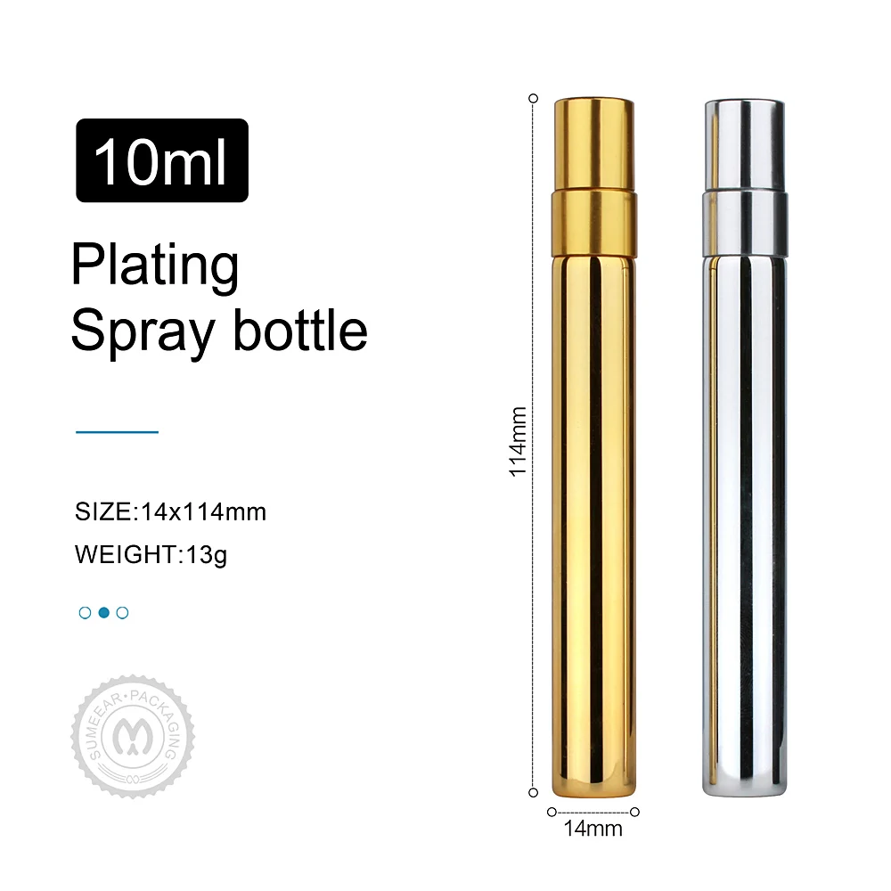 100 개/몫 10ML 미니 향수병 황금 실버 블랙 병 분무기 스프레이 병 샘플