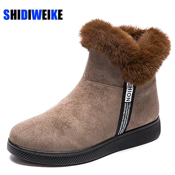 

Women Zip Winter Snow Boots Ladies Warm Fur Suede flats Ankle Boot Female 2020 Fashion Casual Shoes Comfort Footwear Plus Size