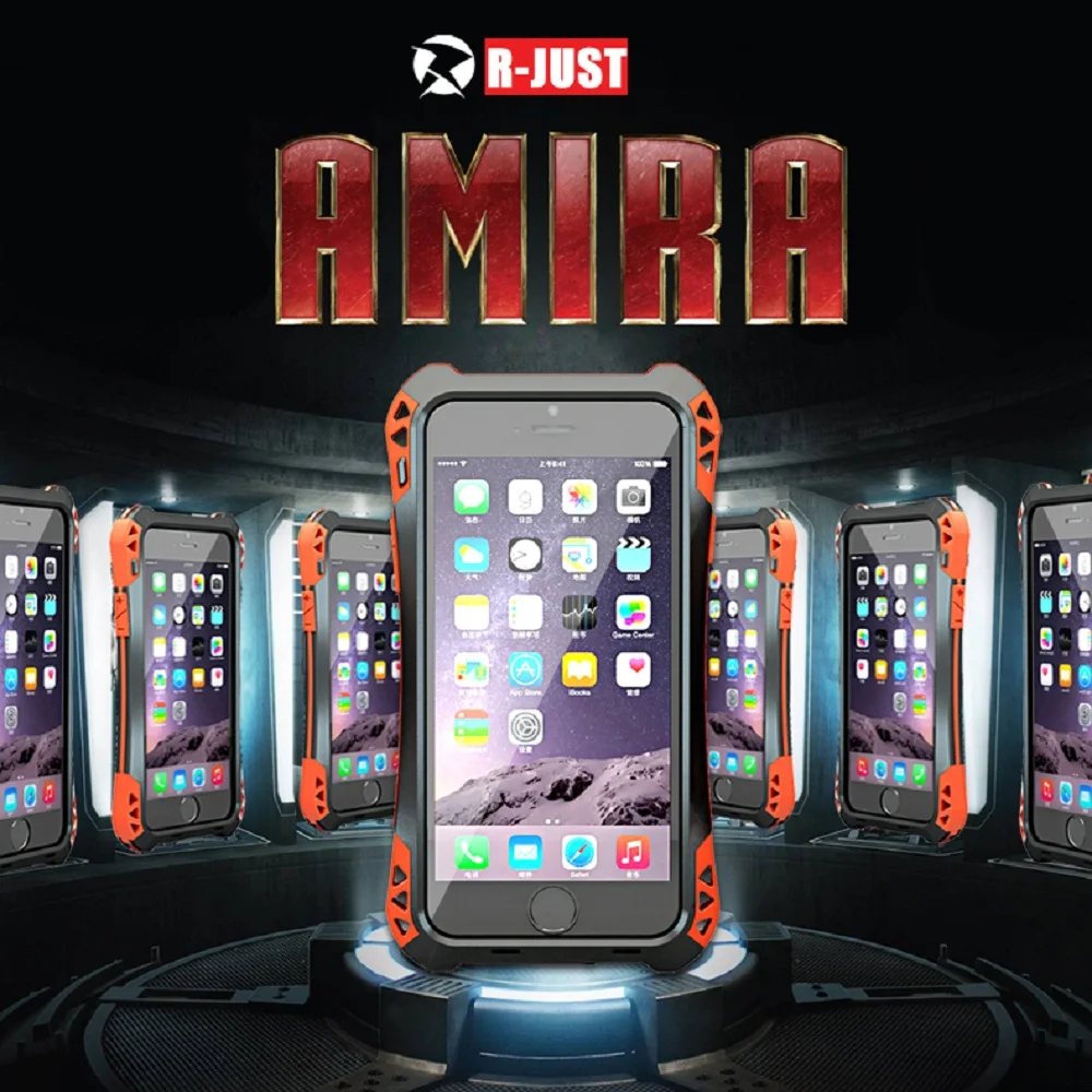 R-Just Full Body Case For iPhone 6S 6 Plus Shockproof Metal Armor Gorilla Glass Hybrid Cover Coque SE 5S 5 Phone |