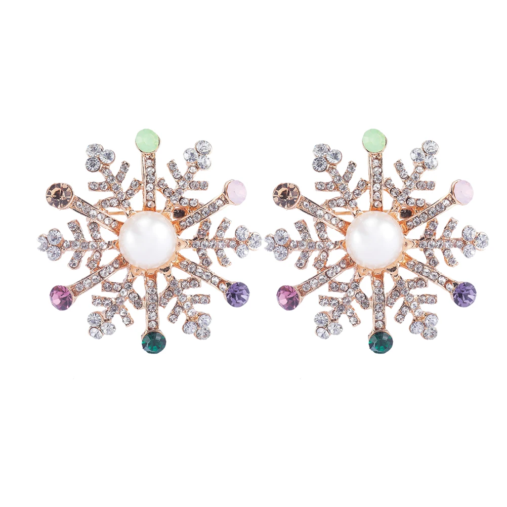 2Pcs Brooch Jewelry Accessories Snowflake Design Breasrpins Rhinestone Brooch Christmas Brooch for Girls Party Women