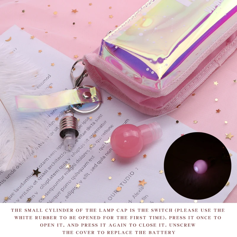 Cool laser fabric pencil case novelty cute light bulb shaped zipper kawaii pencilcase creative school stationery