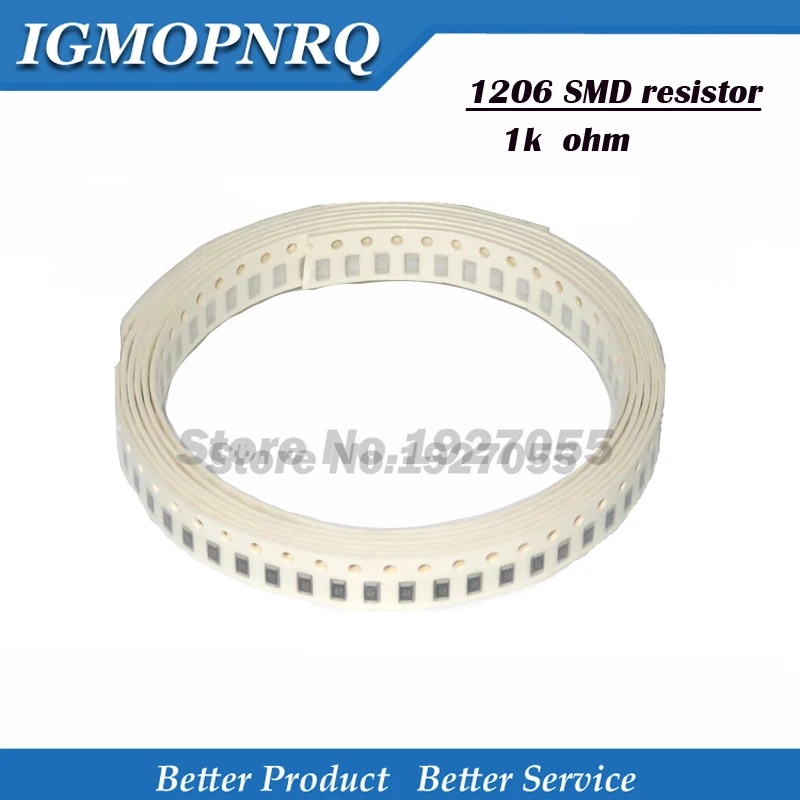 100 шт. 1206 1k 102 SMD резистор ошибка 1% 1K ohm Резистор проволочного чипа 0,25 W 1/4W SMD резистор новый