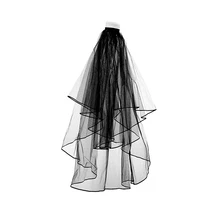 Черная Фата невесты со вставкой гребень черное свадебное платье вуаль волнистая двухслойная свадебная тиара женственная элегантность привлекательная