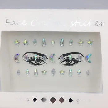 

3D Face Crystal Glitter Acrylic Crystal Diamond Chest Decoration Tattoo Drill Paste Resin Face Stick Rhinestone Stickers