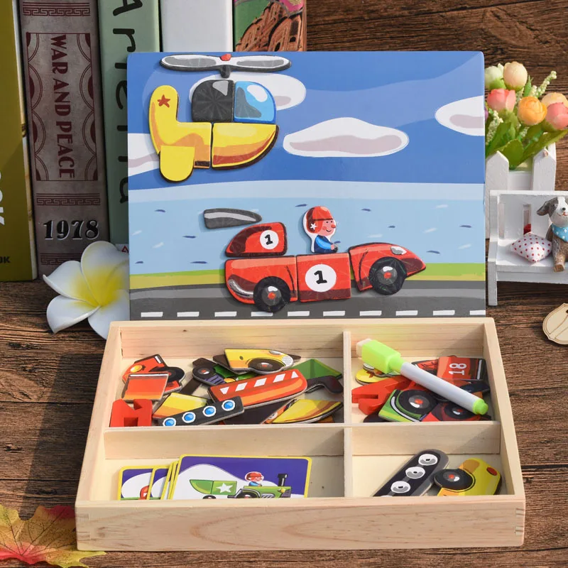 

New Style Educational Sketchpad Magnetic Traffic Jigsaw Puzzle Painted Two-in-One Toy Multi--Flexible Replaceable Huanyi Toy