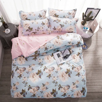 

Tropical Plant Kid Bed Cover Set polyester bed linens set Flamingo pattern Adult Child bed cover duvet cover set with pillowcase
