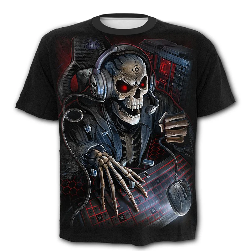 

best seller realistic 3D digital printed t shirt horror thriller t shirt men tshirt men clothing short-sleeved loose casual Tops