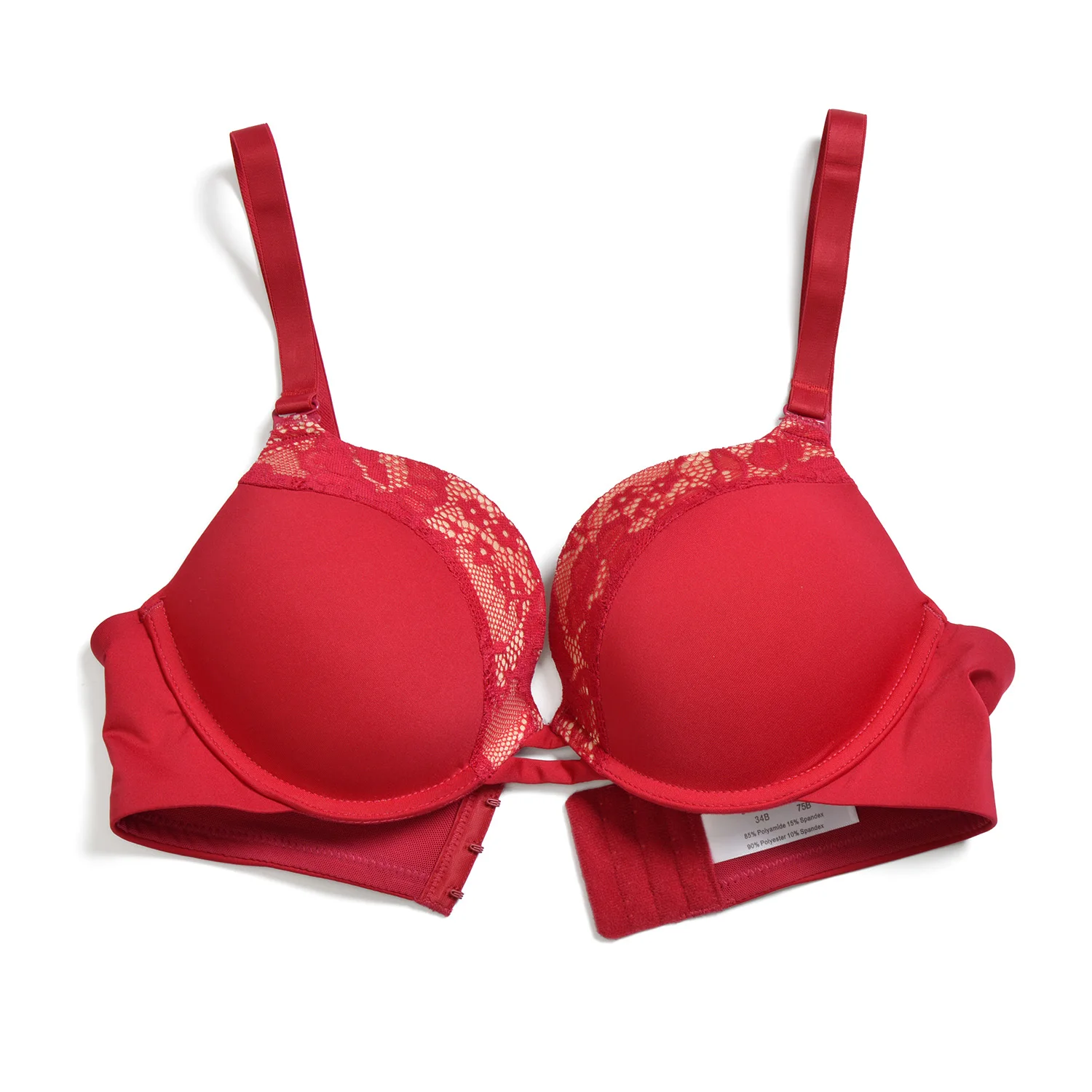 Vgplay Red Bras for Women Push Up Women Bra Plus Size Thick Padded Gather  Strength Lace Lingerie Patchwork Plunge Underwear