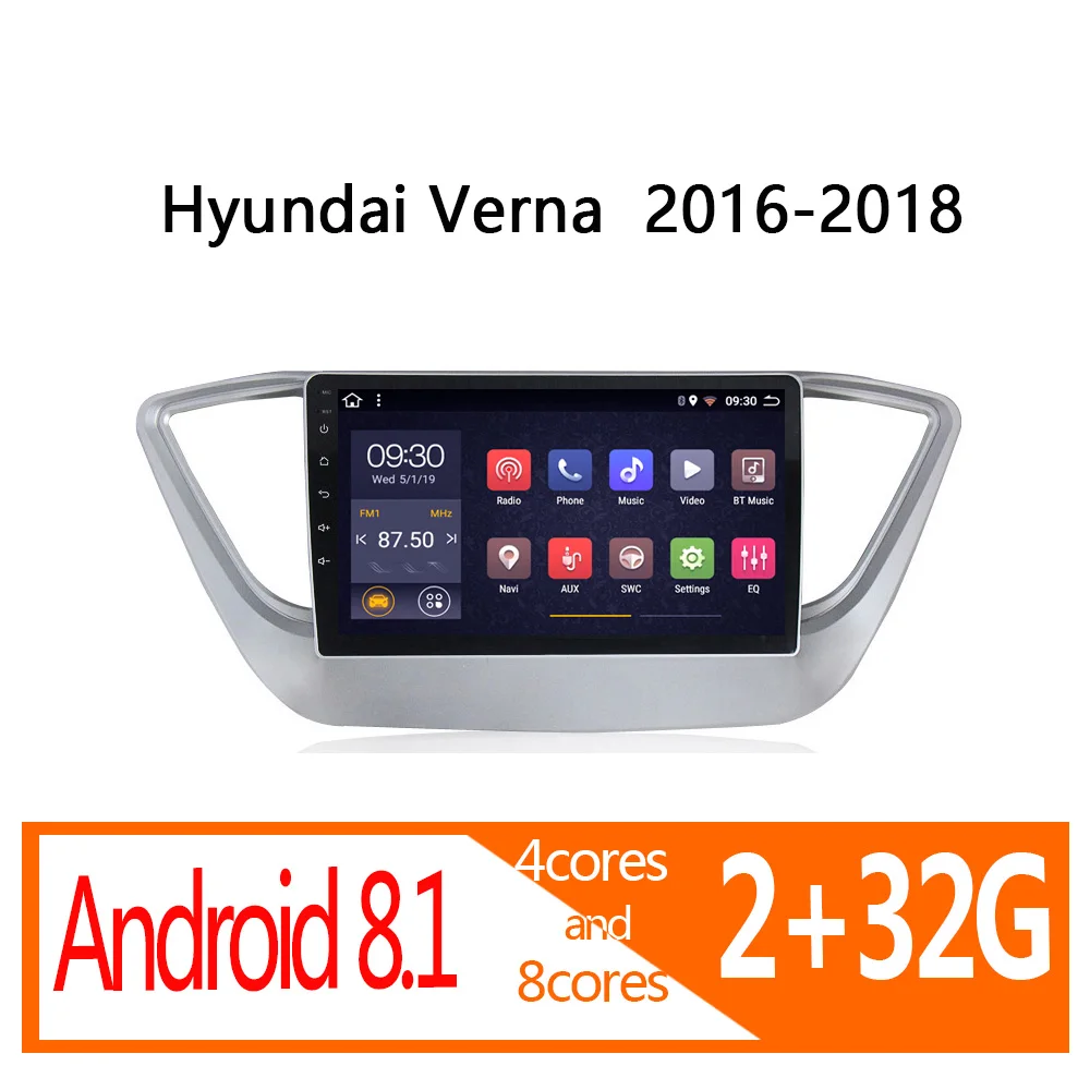 Автомобильное радио для Hyundai Verna 2016 2017 2018 1din android 2G RAM 32G ROM Авторадио coche стерео Авто