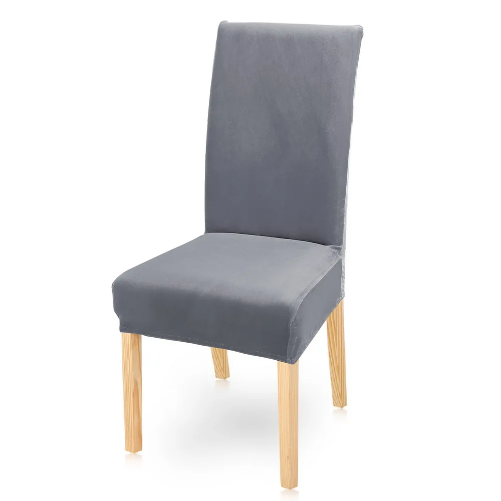 Grey 45-60cm Бархатные эластичные Чехлы для столовой, однотонные плюшевые чехлы на стулья из спандекса, защита для дома, столовой - Цвет: Grey 45-60cm