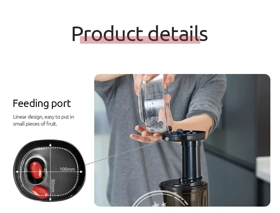 MIUI Mini Slow Juicer Screw Cold Press Extractor Patented Filter-Free Technology 2021 Electric Fruit & Vegetable Juicer Machine