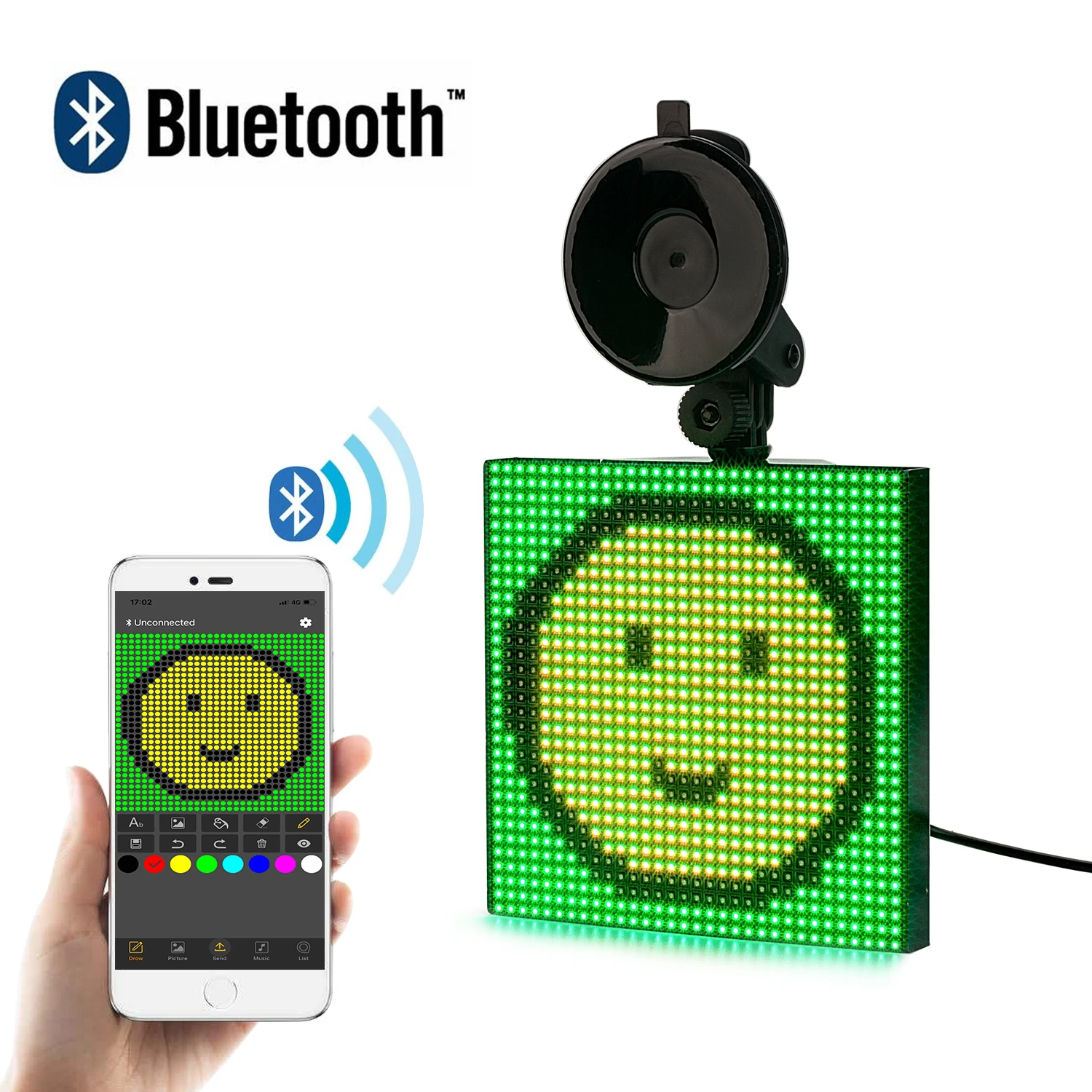 Bluetooth 12 В светодиодный Автомобильный знак, управление с помощью приложения, RGB экран, Программируемый Прокрутка, светодиодный дисплей, Прямая поставка, подарок, сделай сам