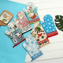 Рождественские граффити длинные перчатки поколение жира микроволновая печь Высокая термостойкая Изолированная термостойкая Нескользящая Перчатка