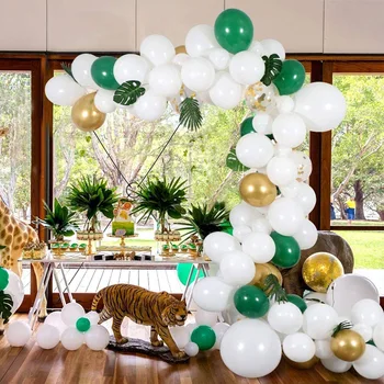 

Green Balloon Garland Chain Jungle Safari Baloon Happy Birthday Party Decor Kids Ballon Woodland Jungle Balon Forest Party