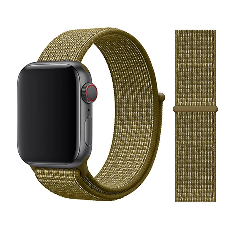 Ремешок для apple watch band 4 5 3 44 мм 40 мм спортивный нейлоновый браслет correa apple watch 42 мм 38 мм iwatch series 5/4/3 ремешок для часов - Цвет ремешка: Olive Flak