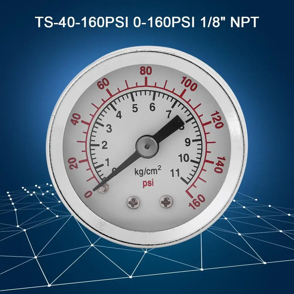 

0-160PSI 1/8NPT Hydraulic Vacuum Pressure Gauge Manometer Water Compressor Water Oil Air Pressure Gauge Tester Tool