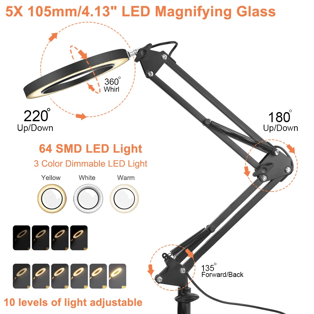 US $33.22 NEWACALOX LED 5X Magnifier USB Lamp Table Clamp Soldering Helping Third Hand Soldering Station 2pcs Flexible Arms Welding Tool