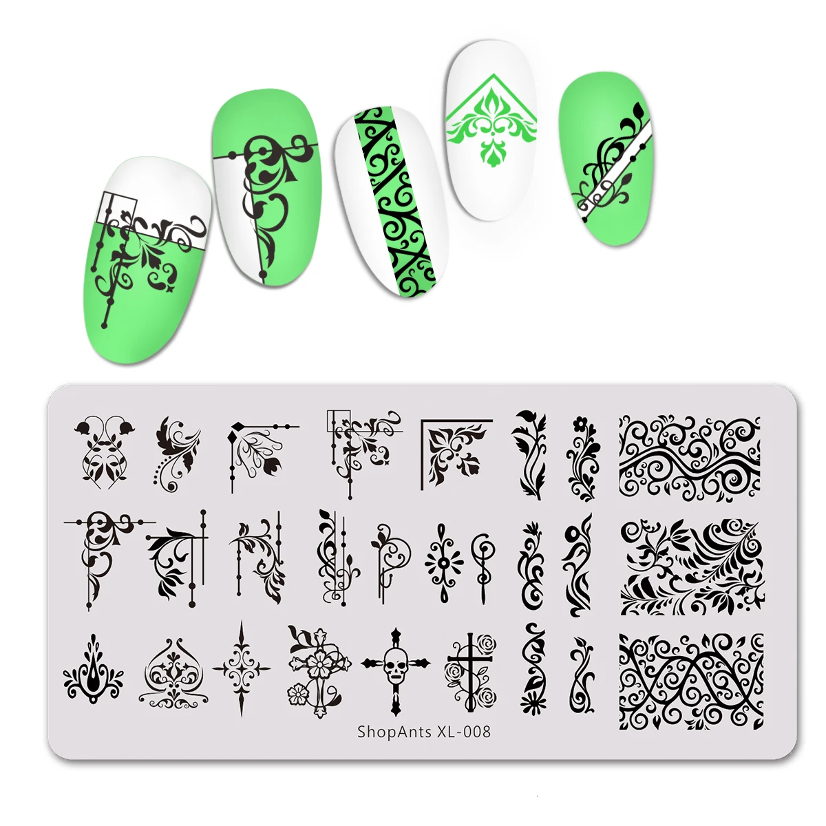 

ShopAnts Stamping Plates Nail Art Geometry Cross Flower Skull Image Stencil Print Template Mold Decoration Nail Stamping Plate
