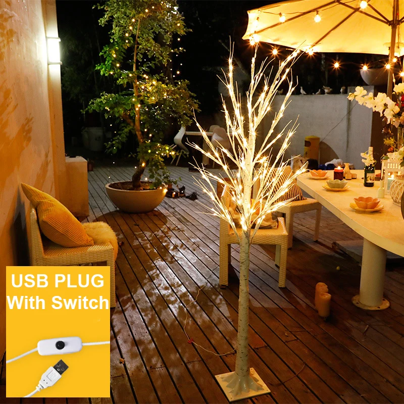 

LED Birch Tree Light Christmas 60LEDs USB Operated with On/Off Switch LED Tree Light Decor For Home Party Wedding Holiday D25