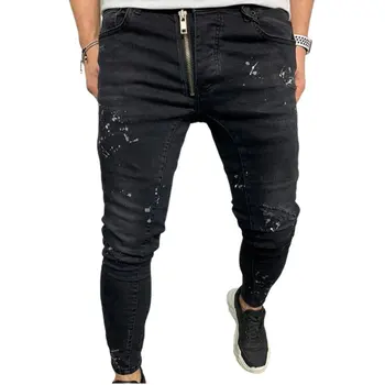 

NK90 Men's Leisure Time Camouflage Nine Part Pants Self-cultivation Bound Feet Student Holes Denim Jean Hot Pants