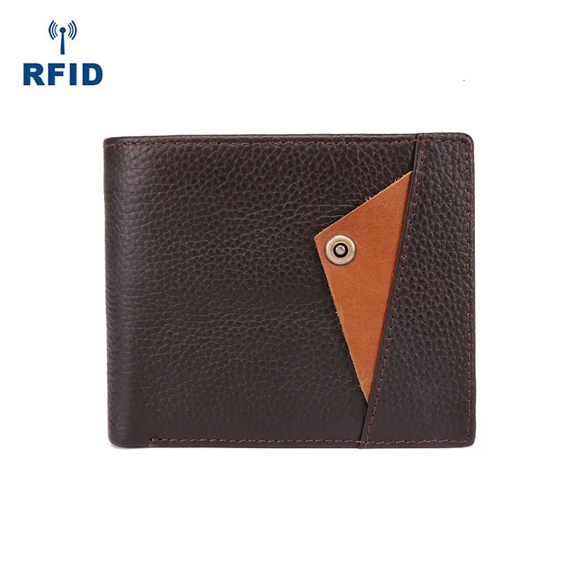 Rfid мужские кошельки из натуральной кожи короткий кошелек мужской держатель для карт кожаный мужской кошелек портмоне мужской Carteira Masculina Portfel