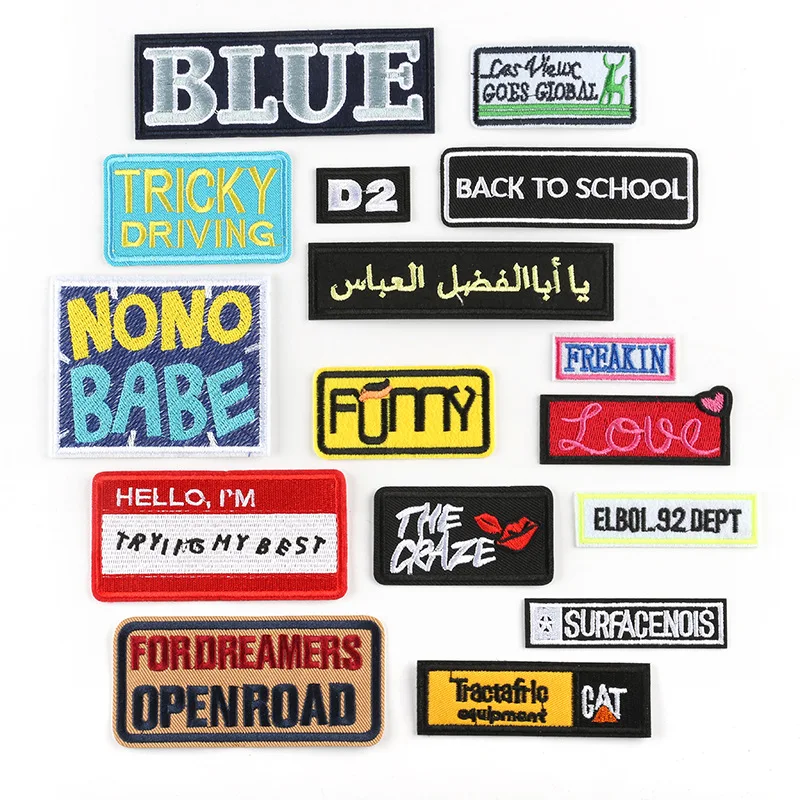 

English Alphabet Embroidery Patches for Clothing DIY Stripes Written Words Sticker Clothes Letters Iron on Badges