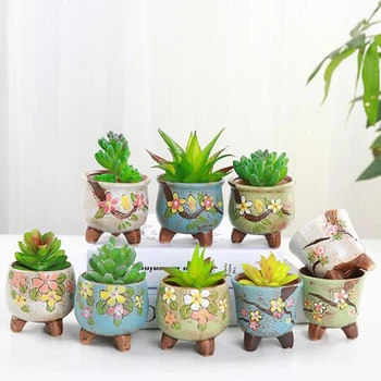 

Garden Art Ceramic Succulent Plant Flowerpot Cute Colorful Ceramic Bonsai Flower Plant Pot for Cactus Vase Desktop Ornaments