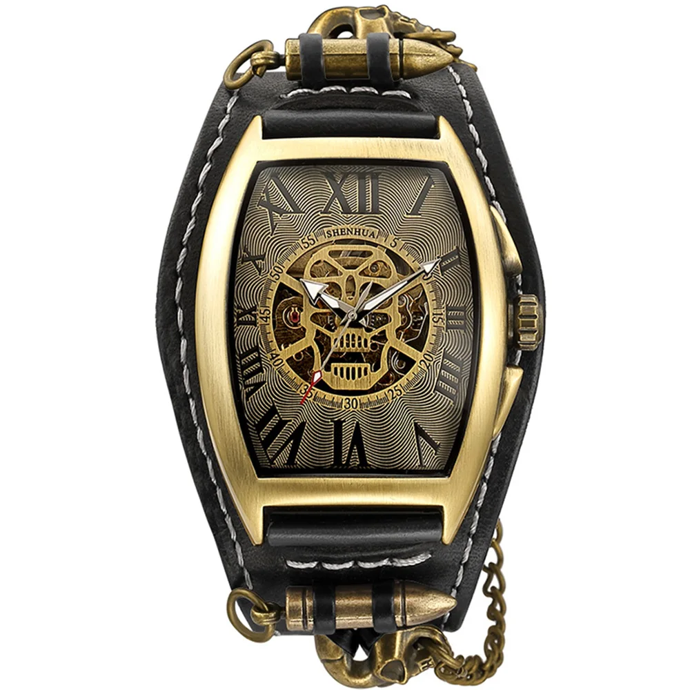 Vintage Gothic Steampunk Automatic Men's Watch - Brown Dial