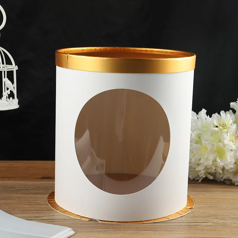 

2021 New Round Paperboard DIY Handmade Gifts Box Cake Packaging Containers Cake Packaging Box Candy Cake Case Party Supplies