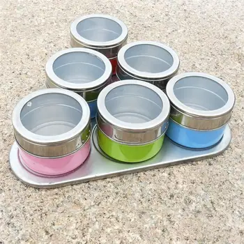 

6pcs Seasoning Jar Stainless Steel Seasoning Jar Colorful Visual Seasoning Jar