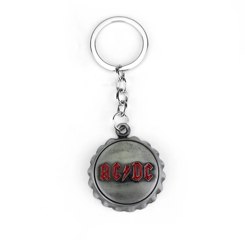 Классический рок музыкальная группа AC/DC ACDC красная буква Логотип Металлические Брелки Подвеска Бутылка открывалка брелок ювелирные аксессуары вентиляторы подарок - Цвет: K398-silver
