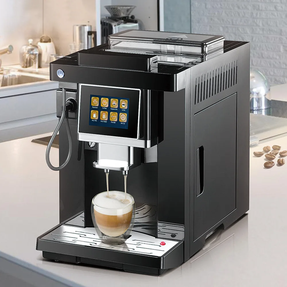 Four languages Commerical Fully Automatic coffee machine LCD espresso  coffee machine&coffee grinder 19 bar cappuccino maker 220v