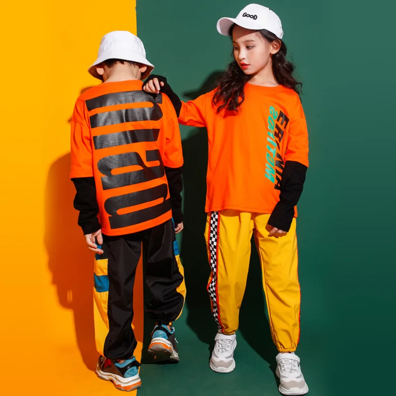 

Kid Loose Hip Hop Clothing Striped Sweatshirt Shirt Top Pullover Running Casual Pants for Girls Boys Jazz Dance Costumes Clothes