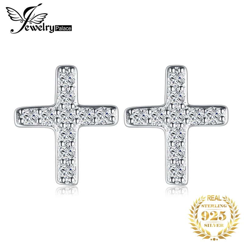 JewelryPalace 0.1ct кубического циркония крест серьги для Для женщин натуральная 925 пробы Серебряные ювелирные изделия Модные красивые серьги