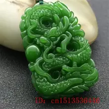 Натуральный зеленый Нефритовый дракон кулон ожерелье очарование