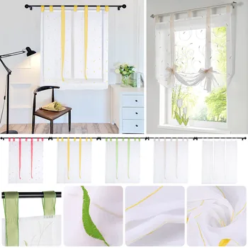 

Liftable Solid Color Yarn Curtain Window Pure Color Tulle Curtains For Living Room Kitchen Modern Voile Curtain Window Treatment