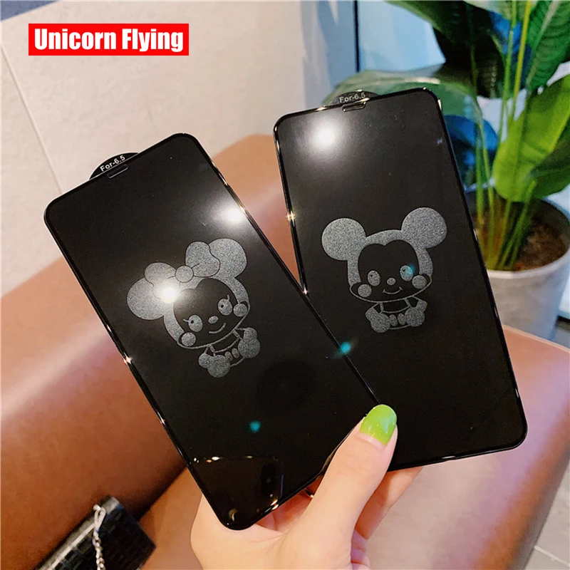 

LinXiang Stealth Cartoon Cute Mickey Minnie 9H 6D Tempered Glass Screen Protector For iPhone 6 6s 7 8 Plus X XR XS Max 11 pro