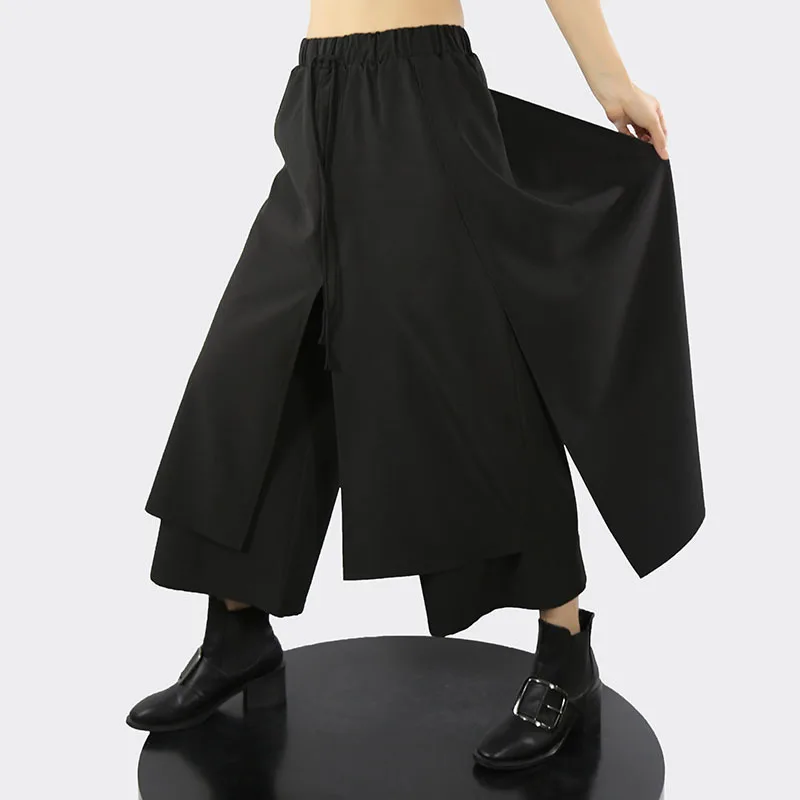 Ladies' Wide Leg Pants Spring And Autumn New Personality False Two Pieces Of Spliced Harajuku High Street Casual Loose Pants