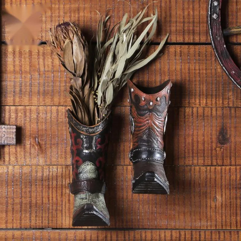 

Vintage Home Decor Accessories Boots Flower Arrangement Wall Hanging Decoration Retro Tattoo Shop Wall Decor Cafe Wall Ornament