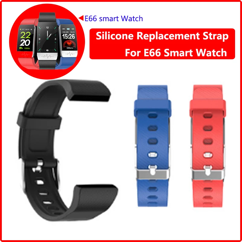 체온 스마트 워치용 실리콘 교체 벨트, E66 ECG 워치용 고무 팔찌 손목 스트랩