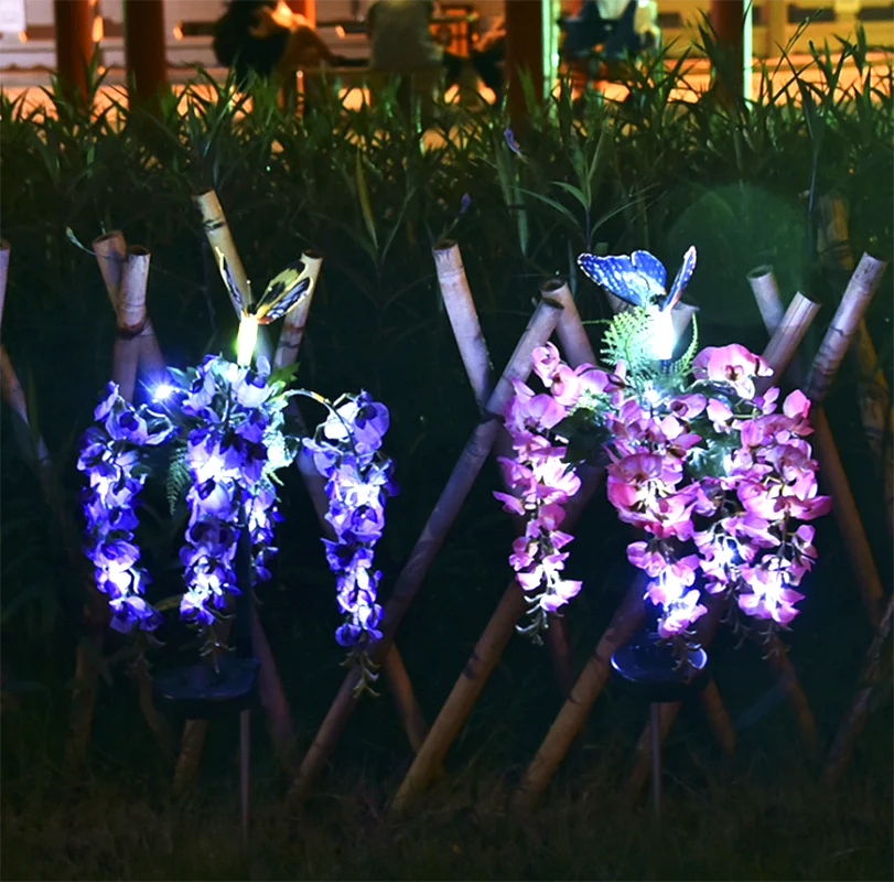 

Outdoor LED Solar Light RGB Color Solar Power Lamp Lily Rose Flower Waterproof Decor Garden Lawn Path Wedding Party Holiday