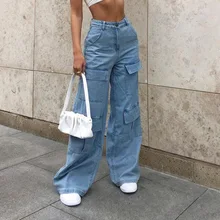

y2k Pants Baggy Jeans Womens Wide Leg Pants Large Pockets Trousers Vintage Streetwear Woman Jeans Denim Female Pants y2k Jeans