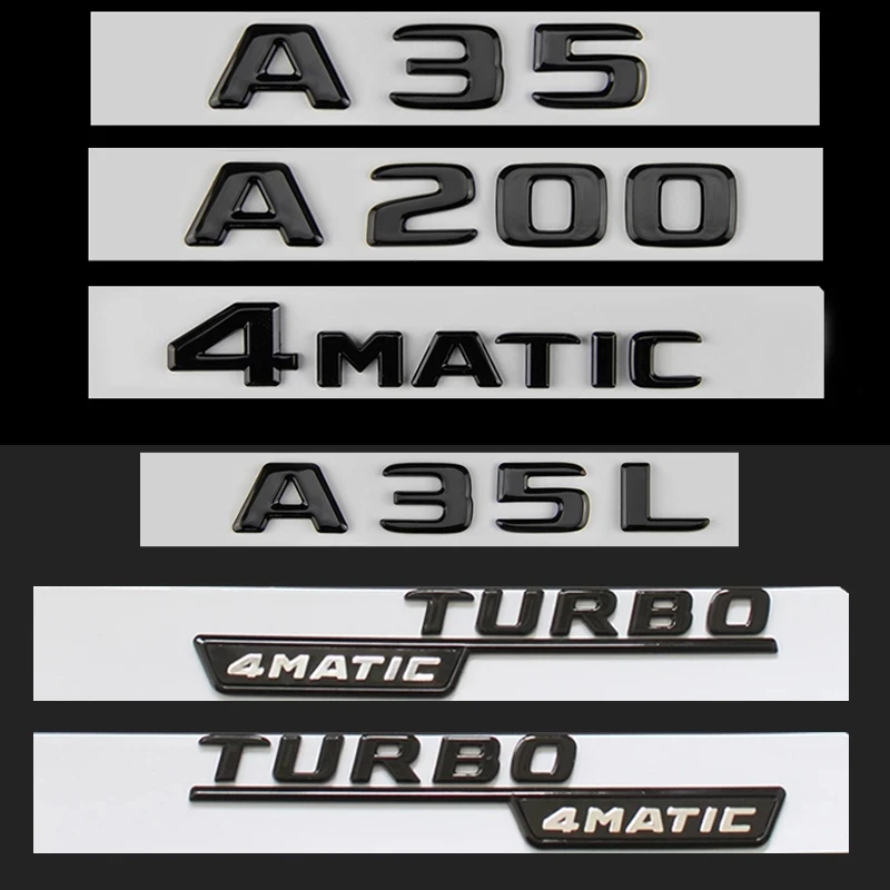 Глянцевая черная задняя Эмблема багажника класса A A35 A45 V8 BITURBO TURBO 4matic + для Mercedes Benz
