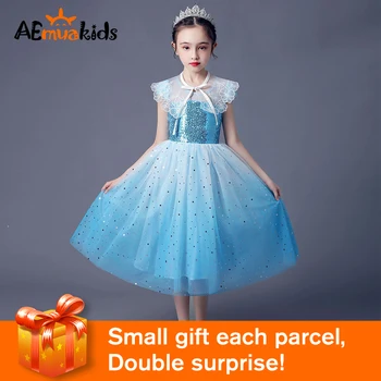 

Girls Elsa Party Wear Costume Snow Queen 2 Birthday For Kids Princess Elsa Dress Role Play Christmas Halloween Festival Clothing