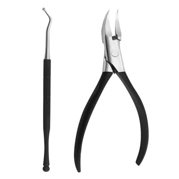 

1 Set 2pcs Stainless Steel Nail Clippers Toenails Cutter Clipper Fingernails Grooming Kit Portable Manicure Set (Black)