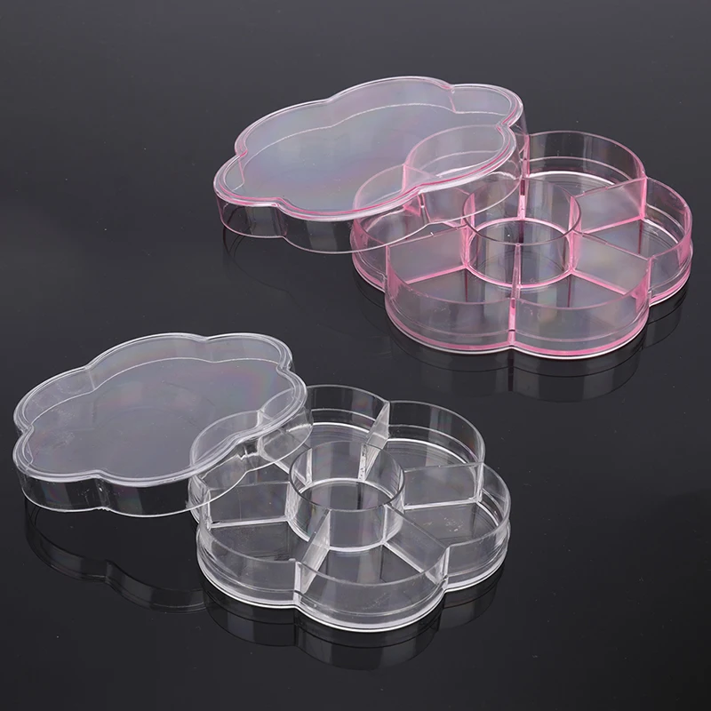 

7 Grid Nail Art Storage Box Plum Blossom Shape Rhinestones Crystal Jewelry Charms Makeup Decoration Organizer Tool