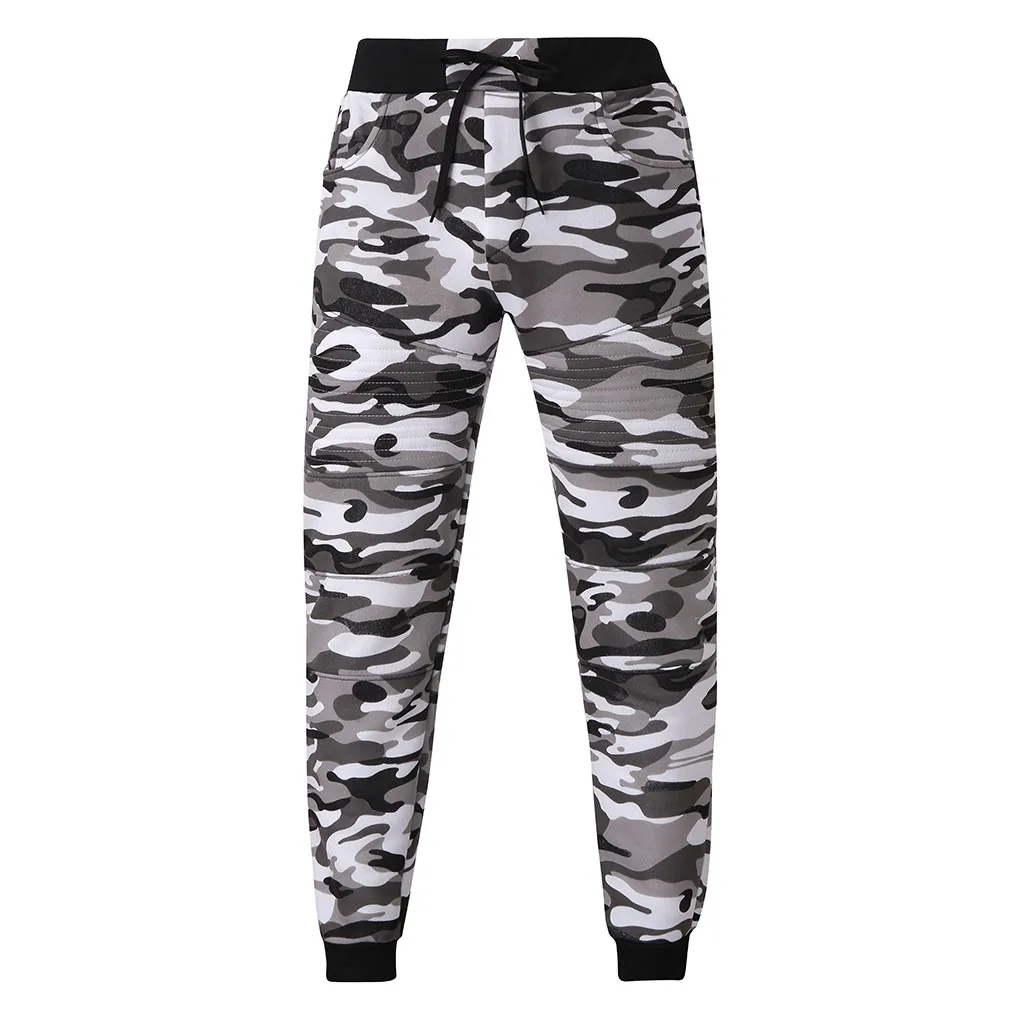 Camouflage Модные мужские спортивные штаны, камуфляжные бандажные повседневные свободные спортивные штаны, Осень-зима, новые спортивные штаны на шнурке#45 - Цвет: Camouflage