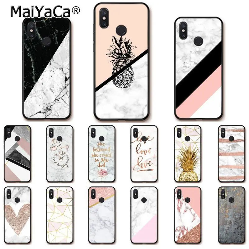 

MaiYaCa Art White Black Pink marble printed pineapple PhoneCase for Xiaomi Mi6 Mi8 Note3 Redmi5 Note5 7 Note4 4X Redmi6 6A 5Plus