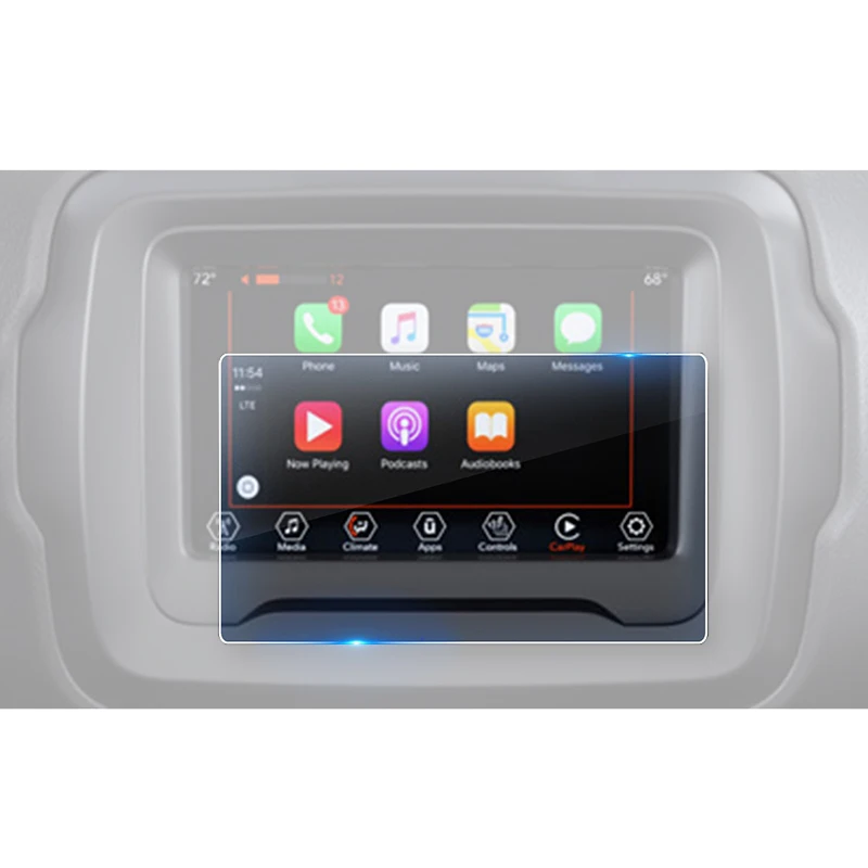 

7 Inch Center Press Car Display Navigation Screen Protector, Tempered Glass In-Dash Clear Screen Protector for 2018 Jeep Renegad