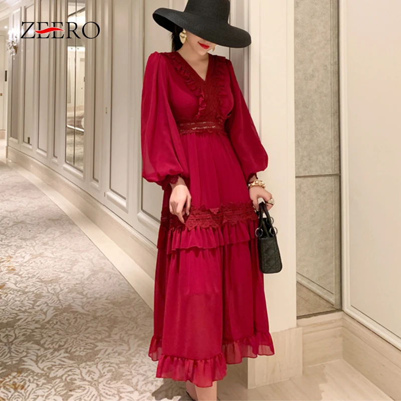 Роскошное подиумное женское платье 2019 Новое сексуальное длинное с v-образным